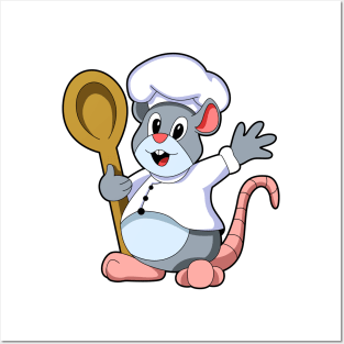 Rat as Chef with Cooking apron & Wooden spoon Posters and Art